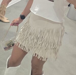 Fringed Mini Skirt Resort Wear
